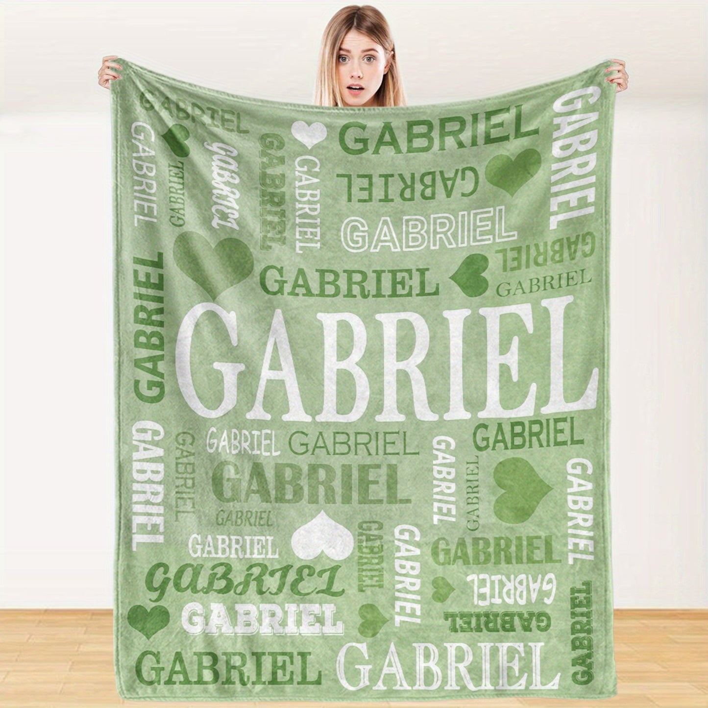 Custom Name Blanket - Personalized Flannel Throw with Heart & Star Design