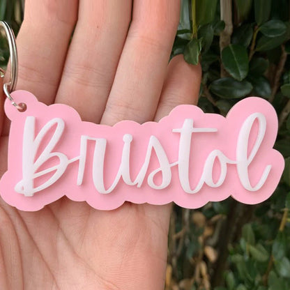 Backpack name keychain, 3d name keychain, name keychain, acrylic name keychain, backpack name tag, diaper bag tag