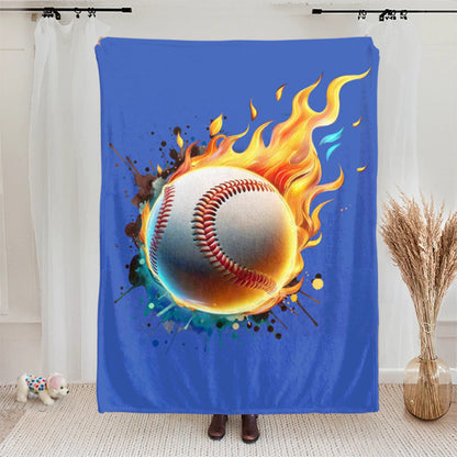 Personalized Flaming Basketball Football Sports Ball Design Blanket