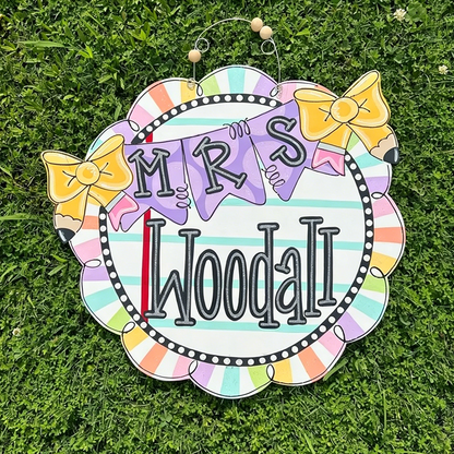 Personalized Teacher Door Hanger, Whimsical Classroom Decor