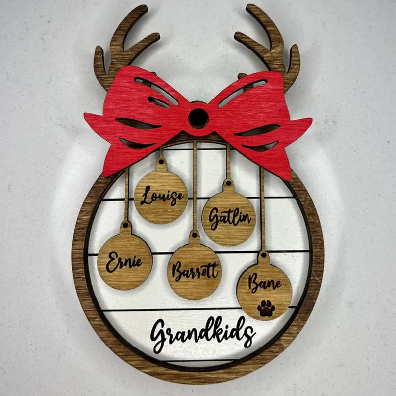 Family Christmas Ornament, Personalized 2025 Wood Holiday Ornament with Family