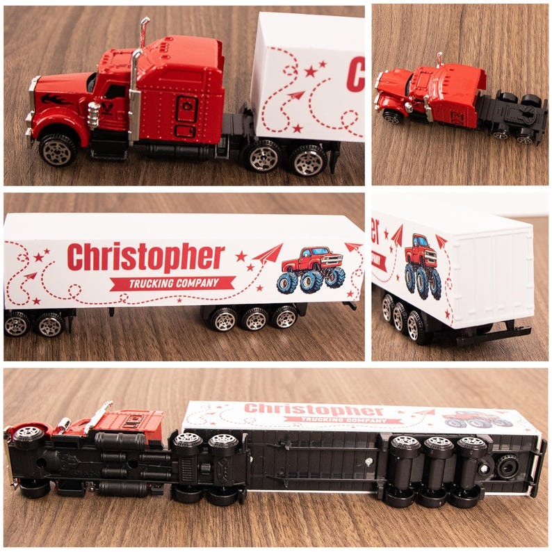 Personalized Toy Truck for Boys, Customized name on the side of the truck