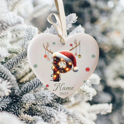Personalized Christmas Initial Name Heart-Shaped Ornament