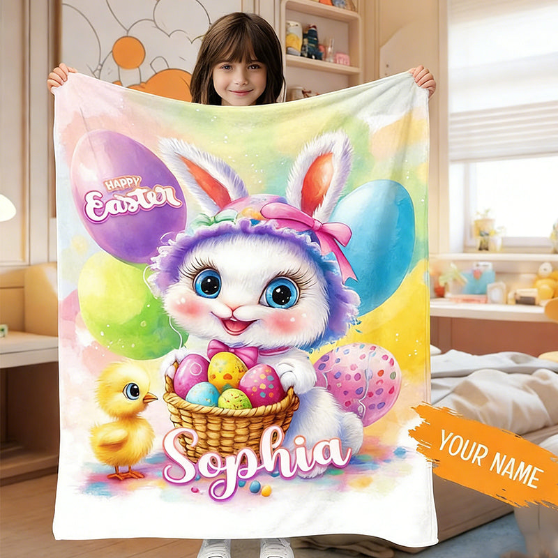 Custom Kids Blanket, Kids Name Blanket, Personalized Baby Easter Blanket