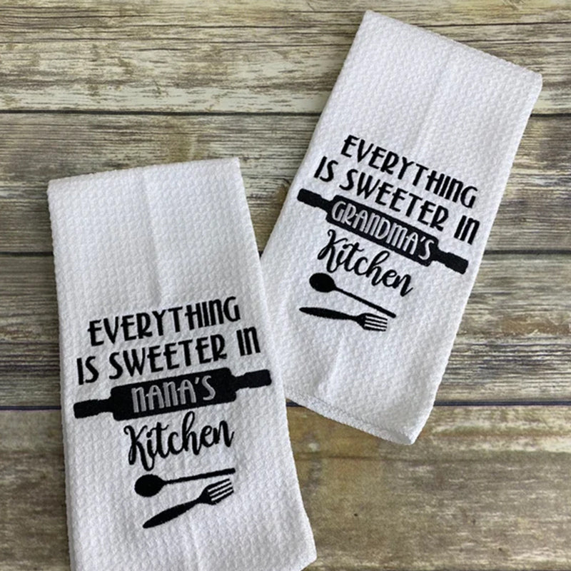 Grandma gift, Mothers day gift, Embroidered towel, kitchen towels