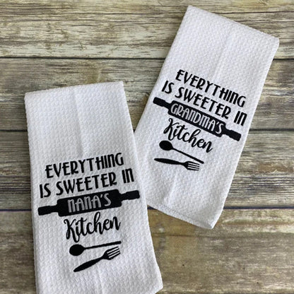 Grandma gift, Mothers day gift, Embroidered towel, kitchen towels