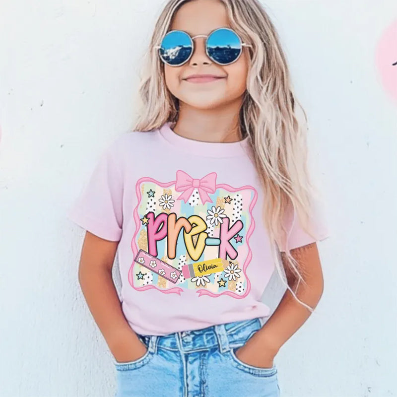 Preppy Pre-K Shirt Back To School Shirt, Personalized Hello Pre-k Tee