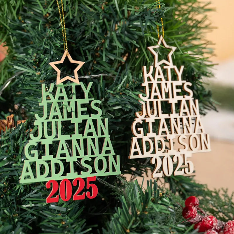 Family Christmas Ornament, Custom Christmas Tree Name Decoration