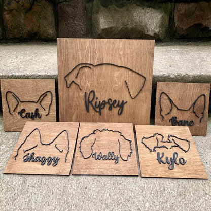Dog Ear Name Sign 40 Breeds Available for Personalization