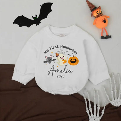 My First Halloween Baby Romper, Personalized Name Bodysuit, First Halloween Outfit