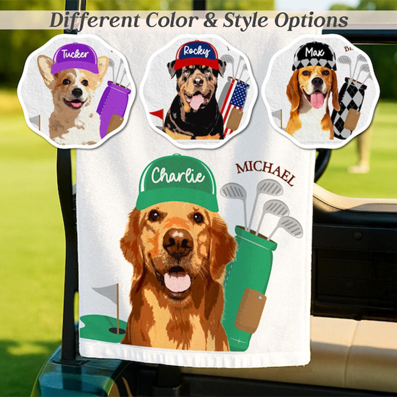 Custom Pet Golf Towel with Pet Photo, Personalized Dog Towels