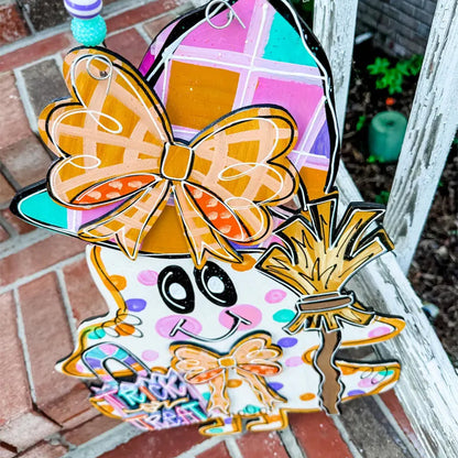 Halloween Door Hanger - Fall Door Hanger - Pumpkin Door Decor