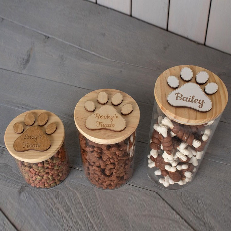 Personalised Dog Treat Jar, Pet Treat Glass Storage Jars
