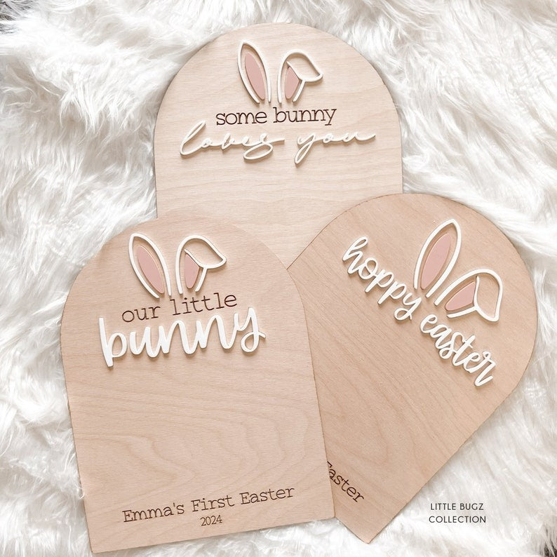 our little bunny easter sign, baby's first easter sign, baby footprint keepsake,