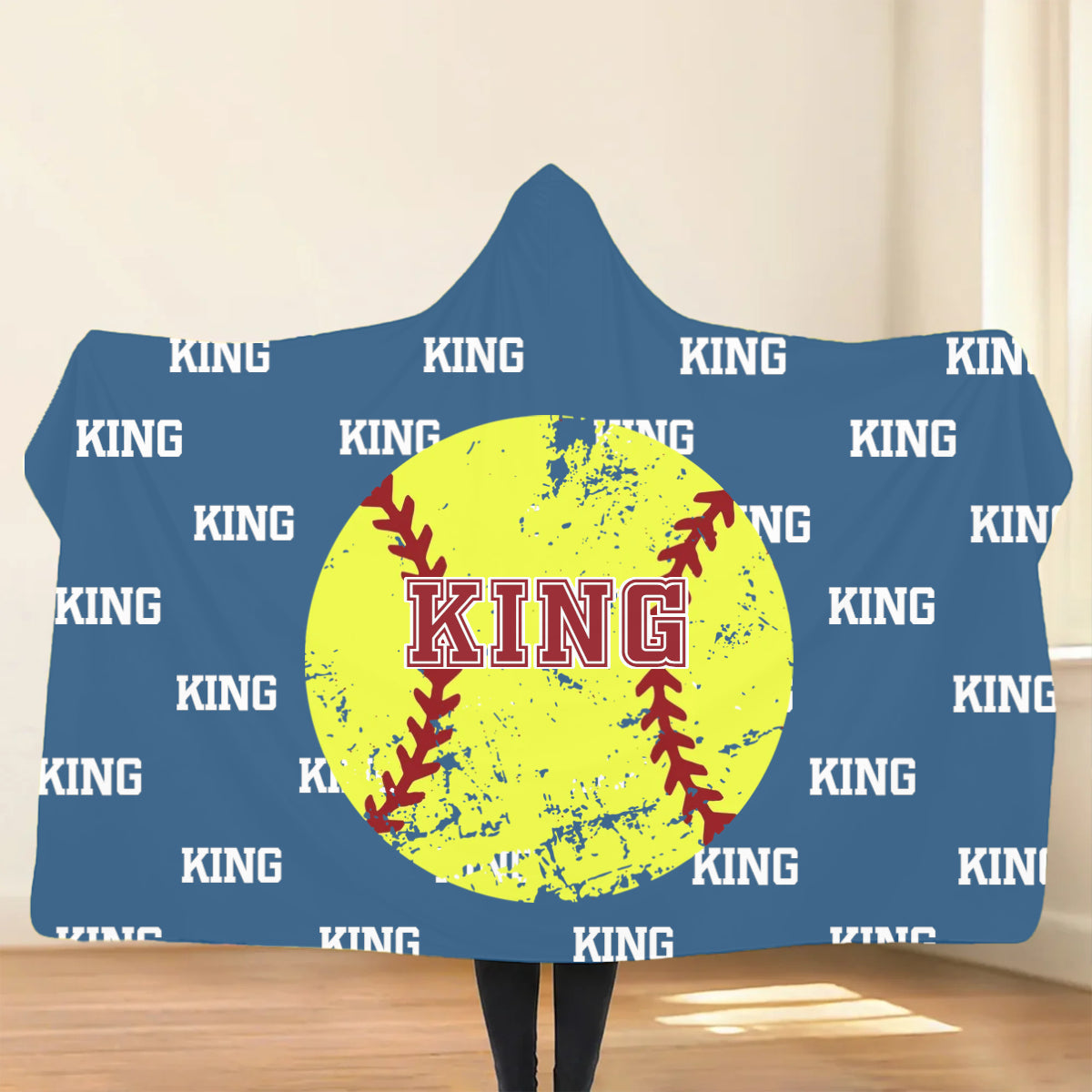 Personalized Baseball Basketball Ball Soft Multicolor Hooded Blanket