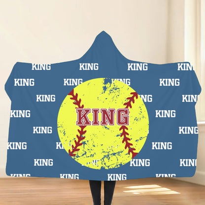 Personalized Baseball Basketball Ball Soft Multicolor Hooded Blanket