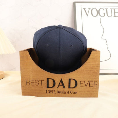 Custom Wooden Hat Holder For Fathers Day Gift,Best Dad Ever Wood Hat Box