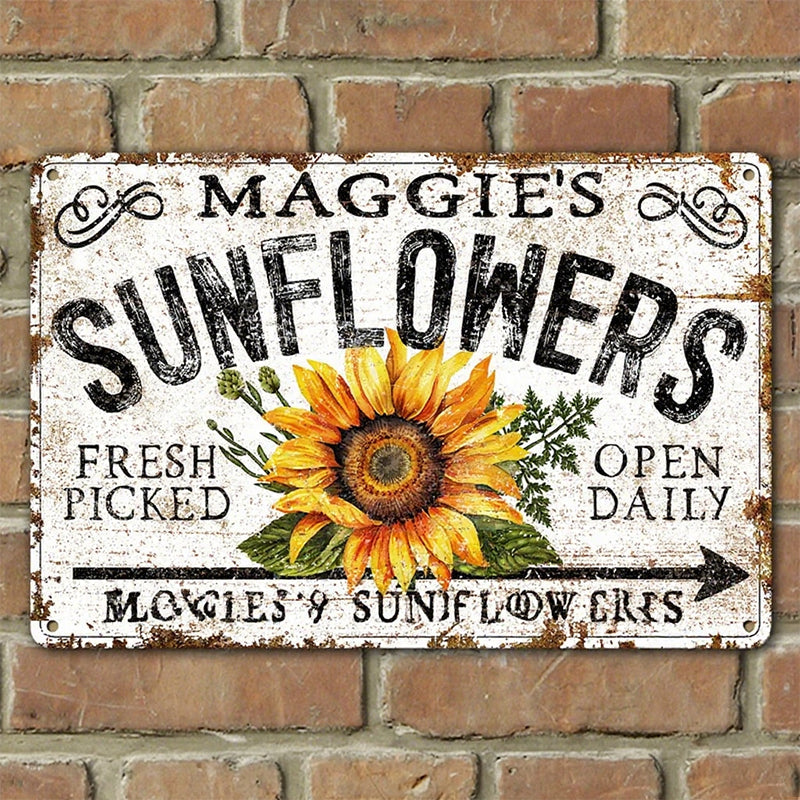 Custom SUNFLOWERS Metal Farm Sign Personalized Name