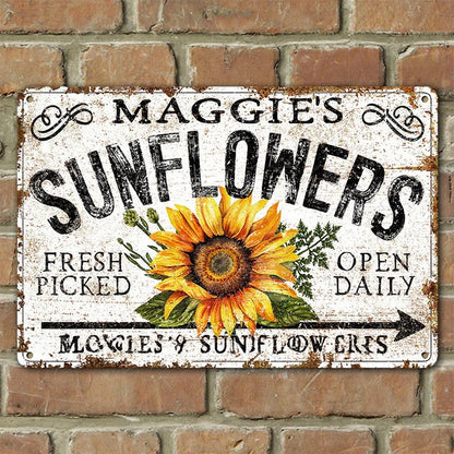 Custom SUNFLOWERS Metal Farm Sign Personalized Name