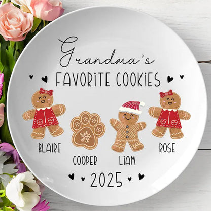 Personalized Gingerbread Christmas Plate, Grandma Plate