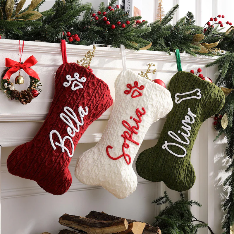 Personalized Christmas Stockings, Dog Bone Stockings