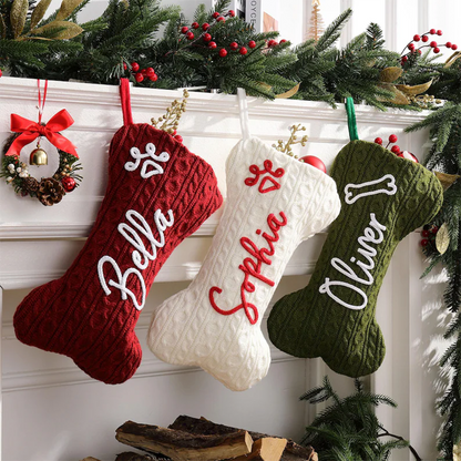 Personalized Christmas Stockings, Dog Bone Stockings