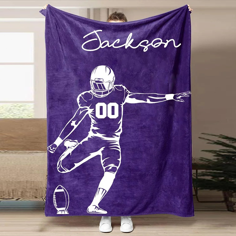 Football Customized Name and Number Blanket