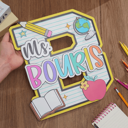 Personalized Teacher Door Sign, Personalised Name with Pencil Teacher Sign