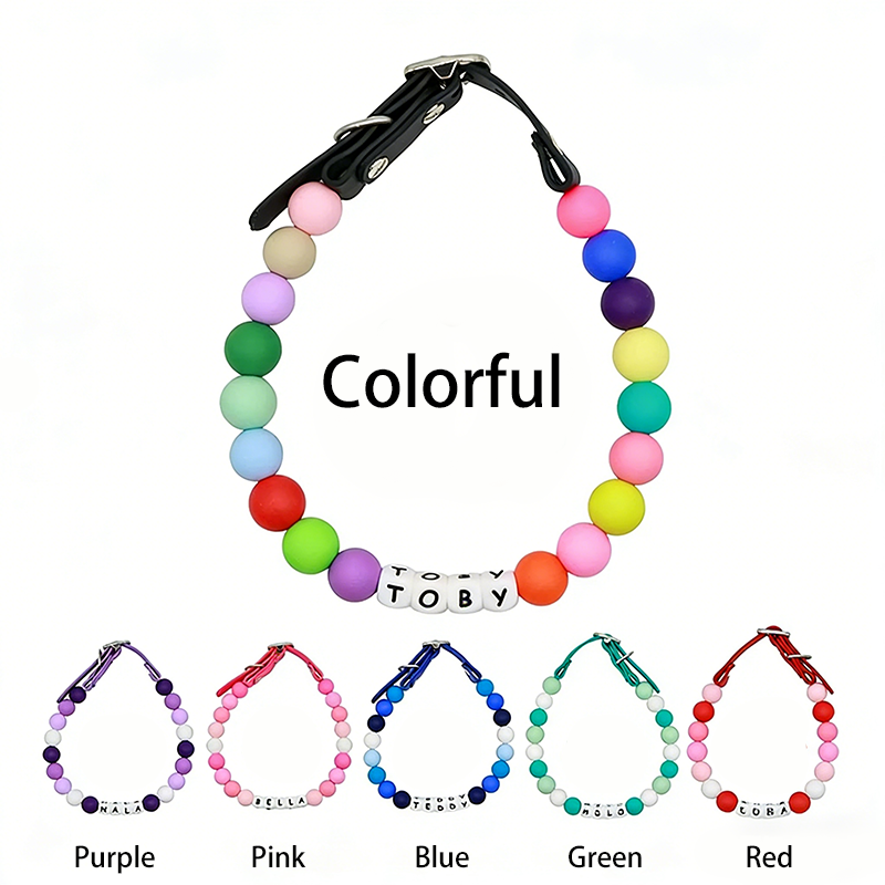 Custom beaded dog collar cute silicone bead accessories