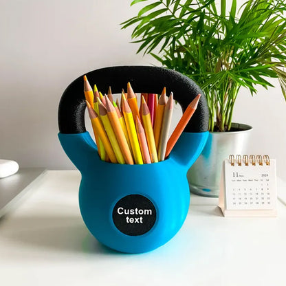 Personalized Text Kettlebell Pencil Holder