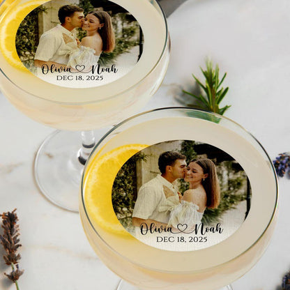 Personalized Edible Photo Wedding Drink Toppers/Custom Drink Toppers