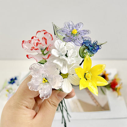 Glass Birth Month Flowers, Birth Flower Bouquet