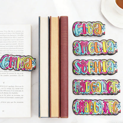 Personalized Bright Paisley Floral Doodle Magnetic Bookmark