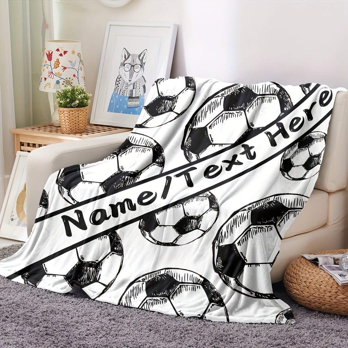 Customizable Football Pattern Throw Blanket