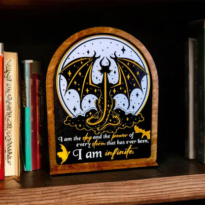I am Infinite Fourth Wing Bookshelf Sign Wooden Shelf