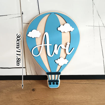 Personalized Hot Air Balloon Nameplate Hot Air Balloon Custom Sign