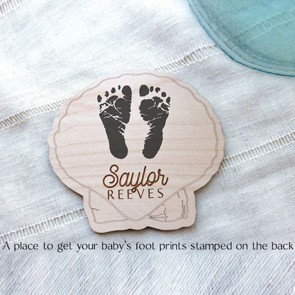 Personalized Beachy Baby Announcement Sign for Footprint Imprint
