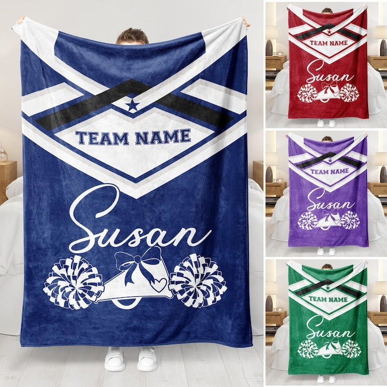 Personalized Cheer Blanket, Custom Cheerleader Blanket