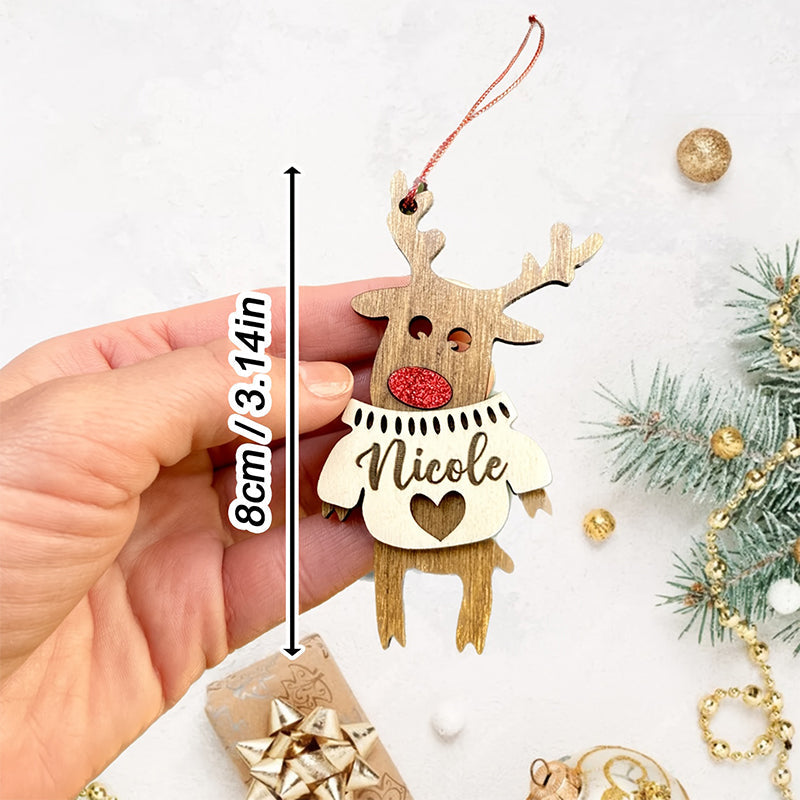Personalized Name Custom Sweater-Style Reindeer Ornament