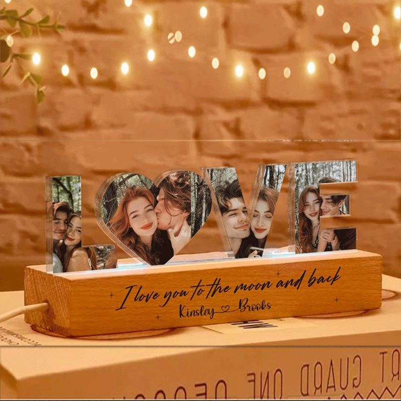 Personalized Couple Photo Collage Night Light, Custom Wedding Photo Gift, Anniversary Gift, Gift for Couple, Gift for Girlfriend Boyfriend