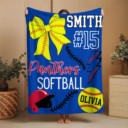 Personalized Sport Blanket: Custom Team Name & Number