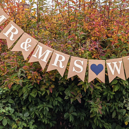 Neutral Wedding Mr & Mrs Personalised Banner Bunting Sign Decorations