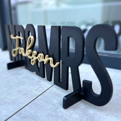 Wedding Table Custom Name Sign, Mr & Mrs Name Sign