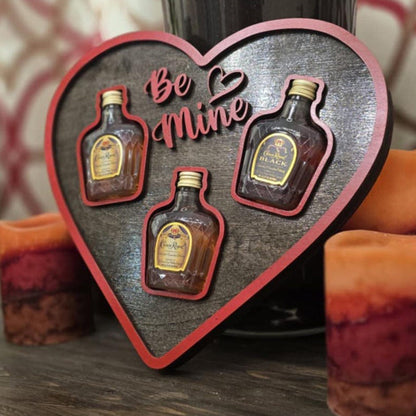 Valentines Day Gift for him, Be Mine Heart-Shaped Mini Liquor Bottle Display Tray