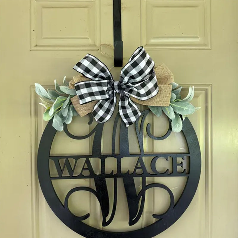 Last name door sign Initial Door Wreath Personalized front door
