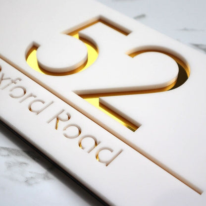 Laser Cut Matt Black & Silver Mirror Floating House Sign