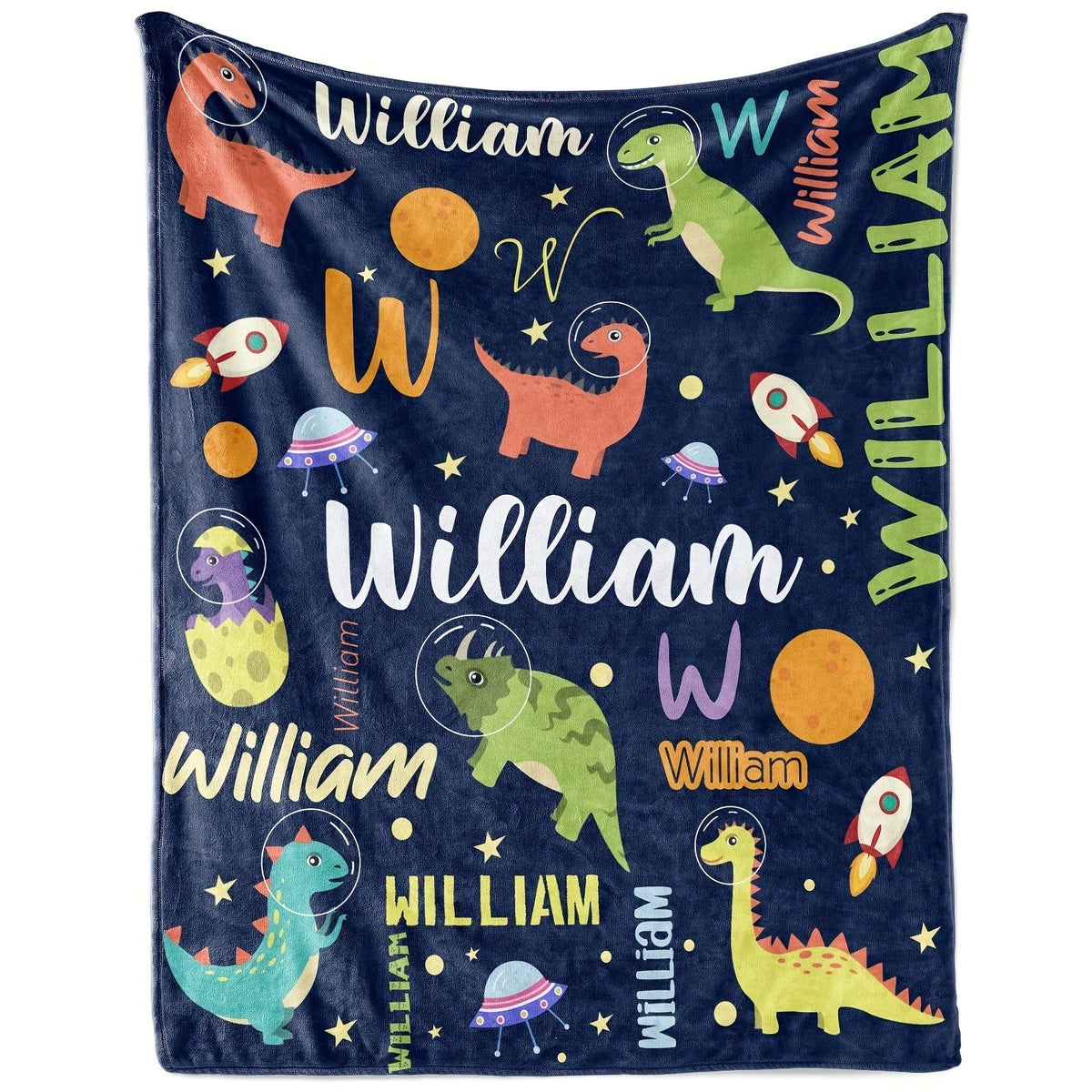 Personalized Cartoon Dinosaur Fleece Blanket - Perfect for Teens and Adults