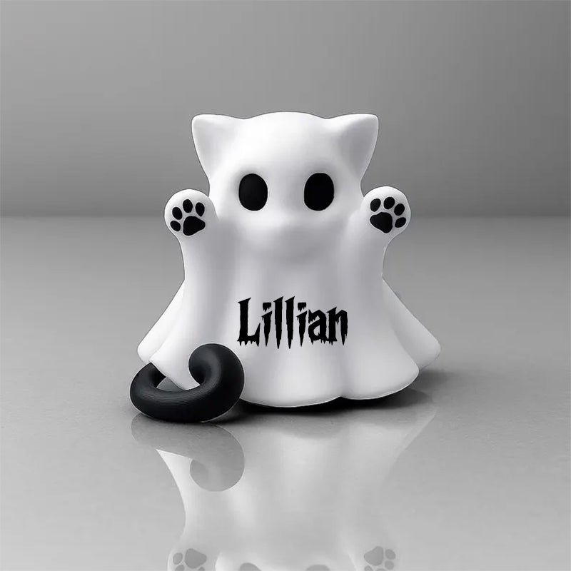 Personalized  Tiny Ghost Cat - Halloween Decoration Desk Figurine, 3D Printed