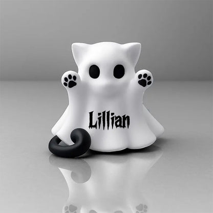 Personalized  Tiny Ghost Cat - Halloween Decoration Desk Figurine, 3D Printed