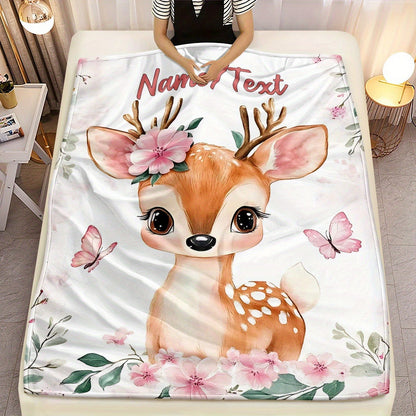 Personalized Glam Deer Flannel Blanket